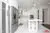 All-White Marble Floor Quartz Countertop Kitchen - Altima Homes Inc.